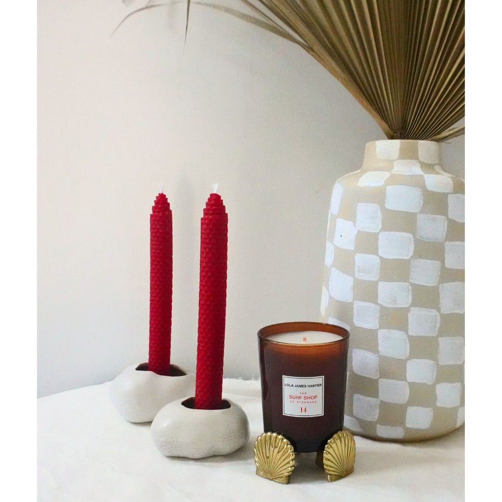 red taper candles beeswax candle lola james harper valentines day