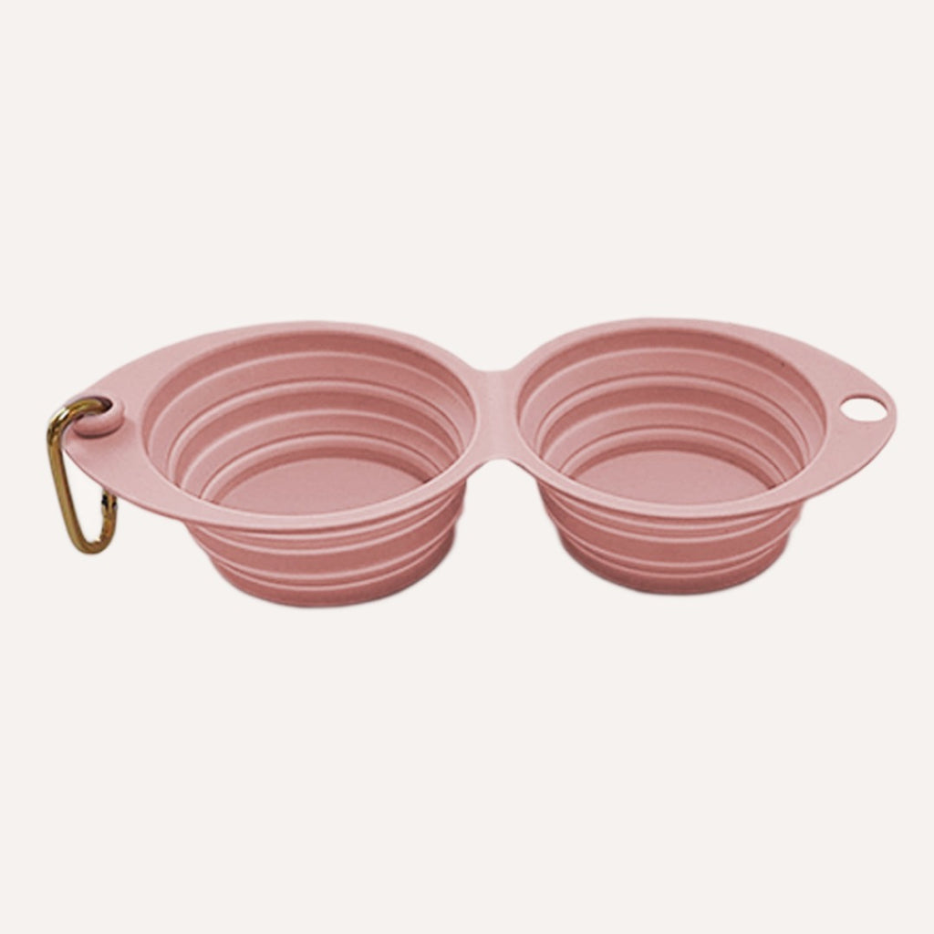 Travel-Collapsible-Double-Pet-Bowl-with-Clip-pink